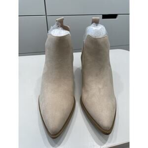 Western Chelsea Low Heel Boots - ZBY- Women's Size 5 - Beige Suede - New In box!